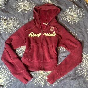 Aeropostale Burgundy Zip-Up Hoodie